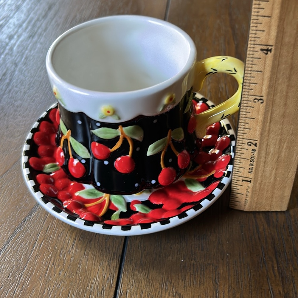 Mary Engelbreit Cheery Cherry Cup & Saucer Set - Picture 6 of 7